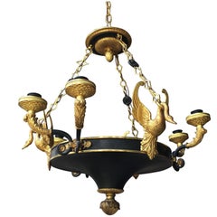 Early 19th Century Gilt Bronze Chandelier with Swans 4