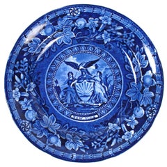 "New York Blue" Staffordshire Plate by Thomas Mayer