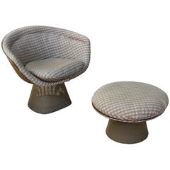 Modern Warren Platner Lounge Chair and Ottoman with Grey Finish Knoll