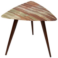 Italian Mid-Century Onyx and Rosewood Side Table