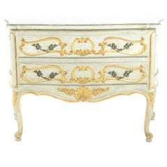 French Mid-20th Century Louis XV-Style Painted and Gilt Two-Drawer Commode