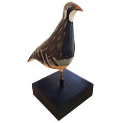 American Folk Art Tole Quail on Stand