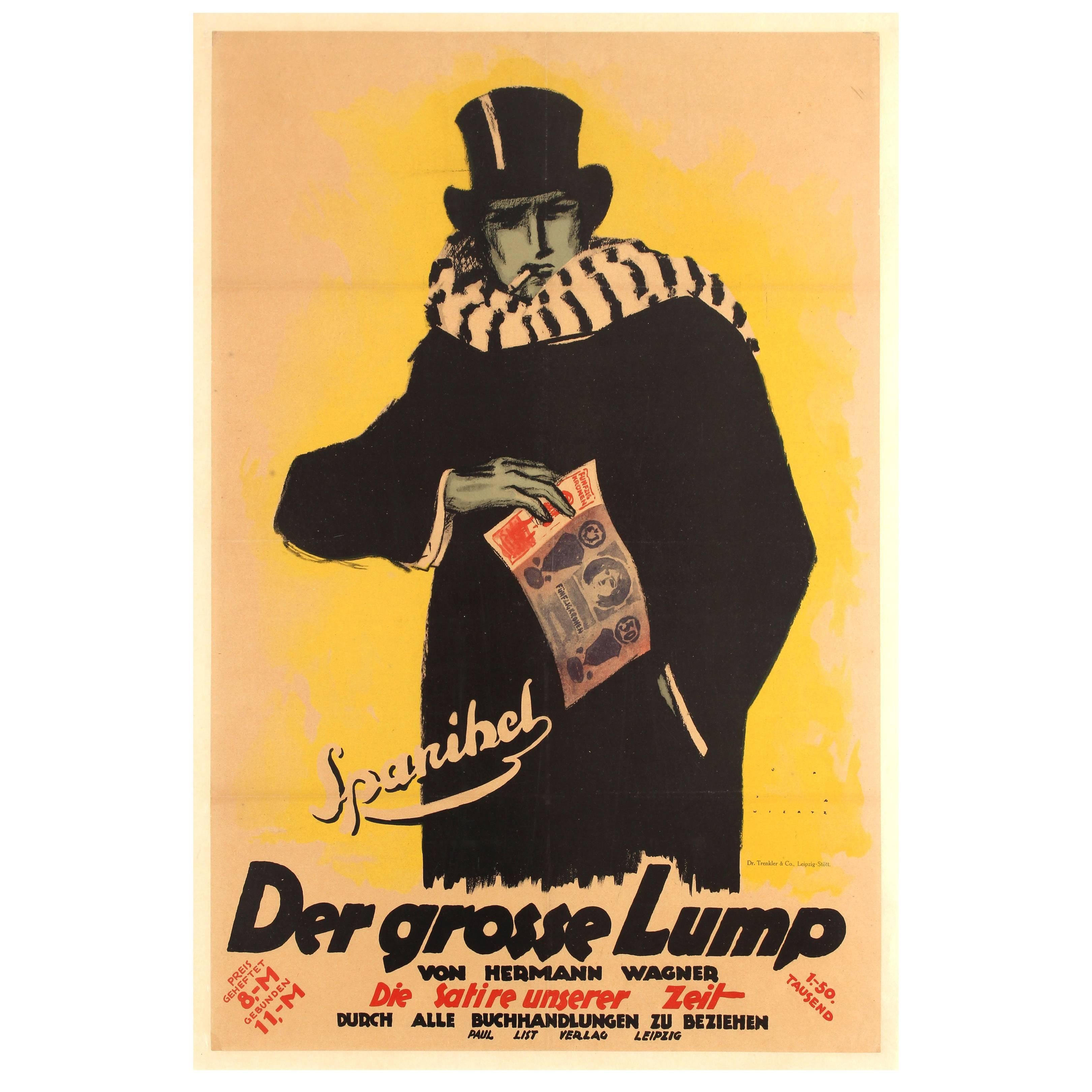 Original Vintage German Book Advertising Poster for Spanihel The Big Lump Satire