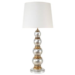 Glam Silver and Gold Leaf Table Lamp, circa 1940s