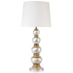 Glam Silver and Gold Leaf Table Lamp, circa 1940s 4