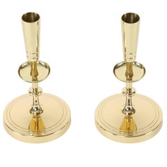 Pair of Tommi Parzinger Brass Candleholders, circa 1950s