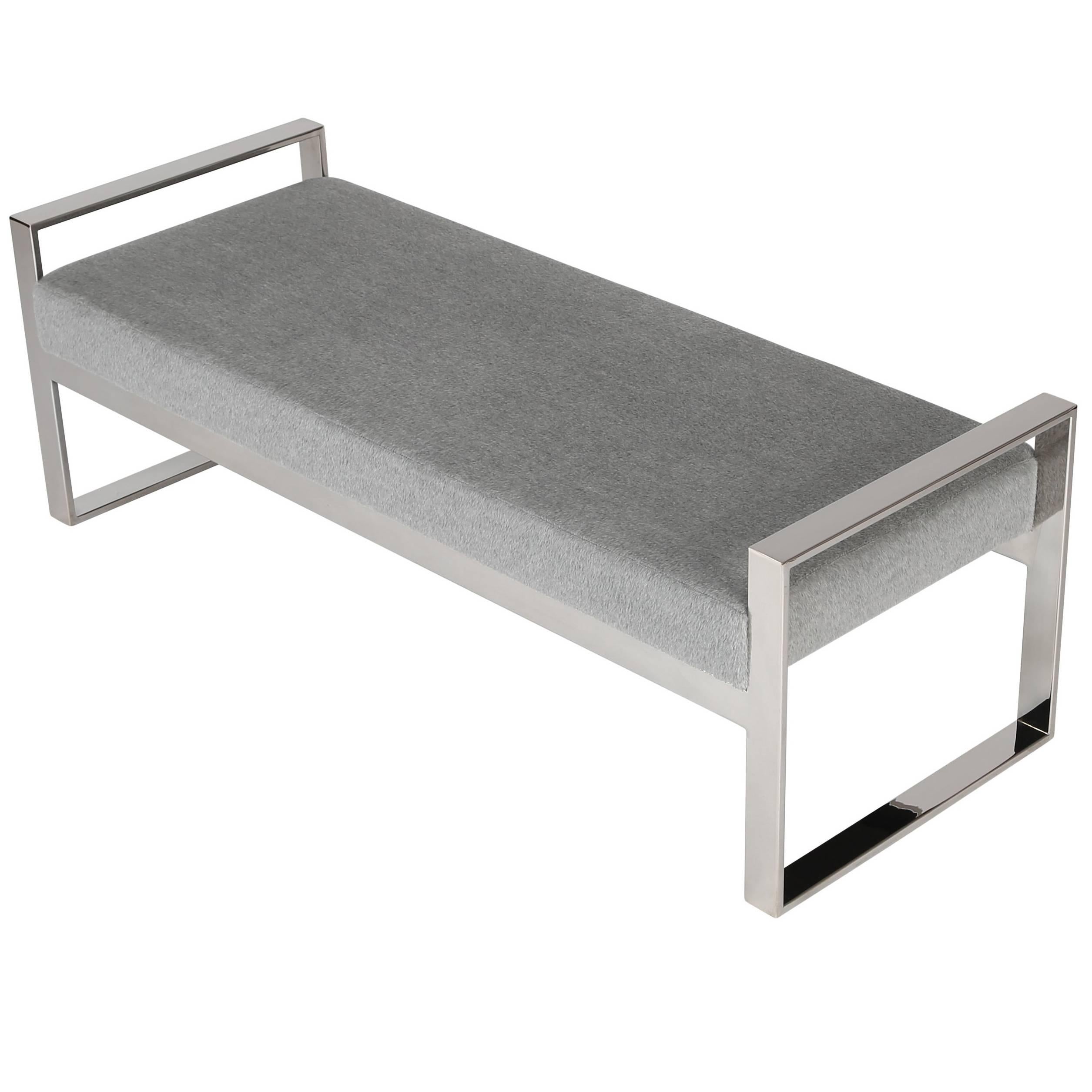 Chrome-Frame Bench in the Style of Milo Baughman