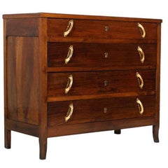 1930s Dresser Art Deco Commode "Arte Povera" Solid Walnut and Pine, Restored 1