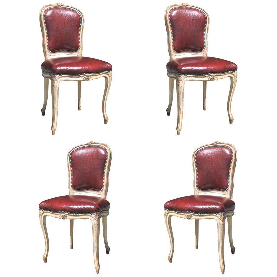 Set of Four Louis XV Style Chairs For Sale