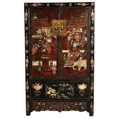 Tall Vintage Chinese Decorated Cabinet
