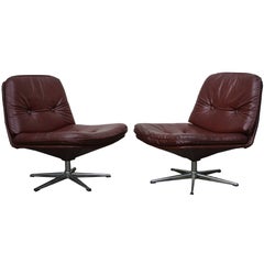 Pair of Vintage Red Swivel Chairs, 1960s