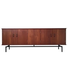 Mid-Century Modern Teak Sideboard, Credenza with Metal Base, 1960s