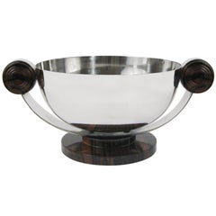 Art Deco Centrepiece, Silvered Metal and Wood, Raoul Monteillet, France 8