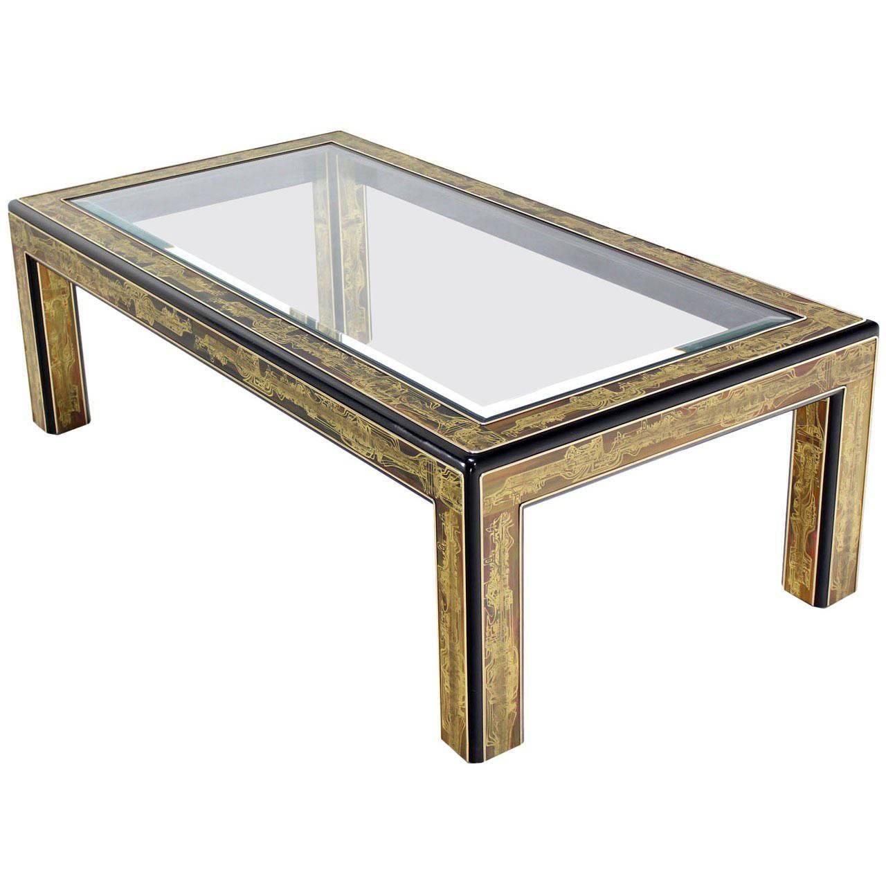 Acid-Etched Brass Coffee Table by Bernhard Rohne for Mastercraft For Sale