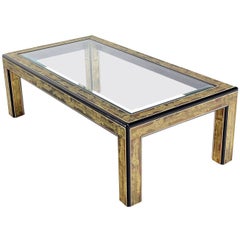 Vintage Acid-Etched Brass Coffee Table by Bernhard Rohne for Mastercraft