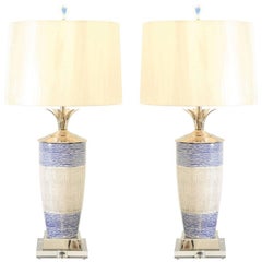 Exquisite Pair of Handmade Portuguese Ceramic Vessels as New Custom Lamps