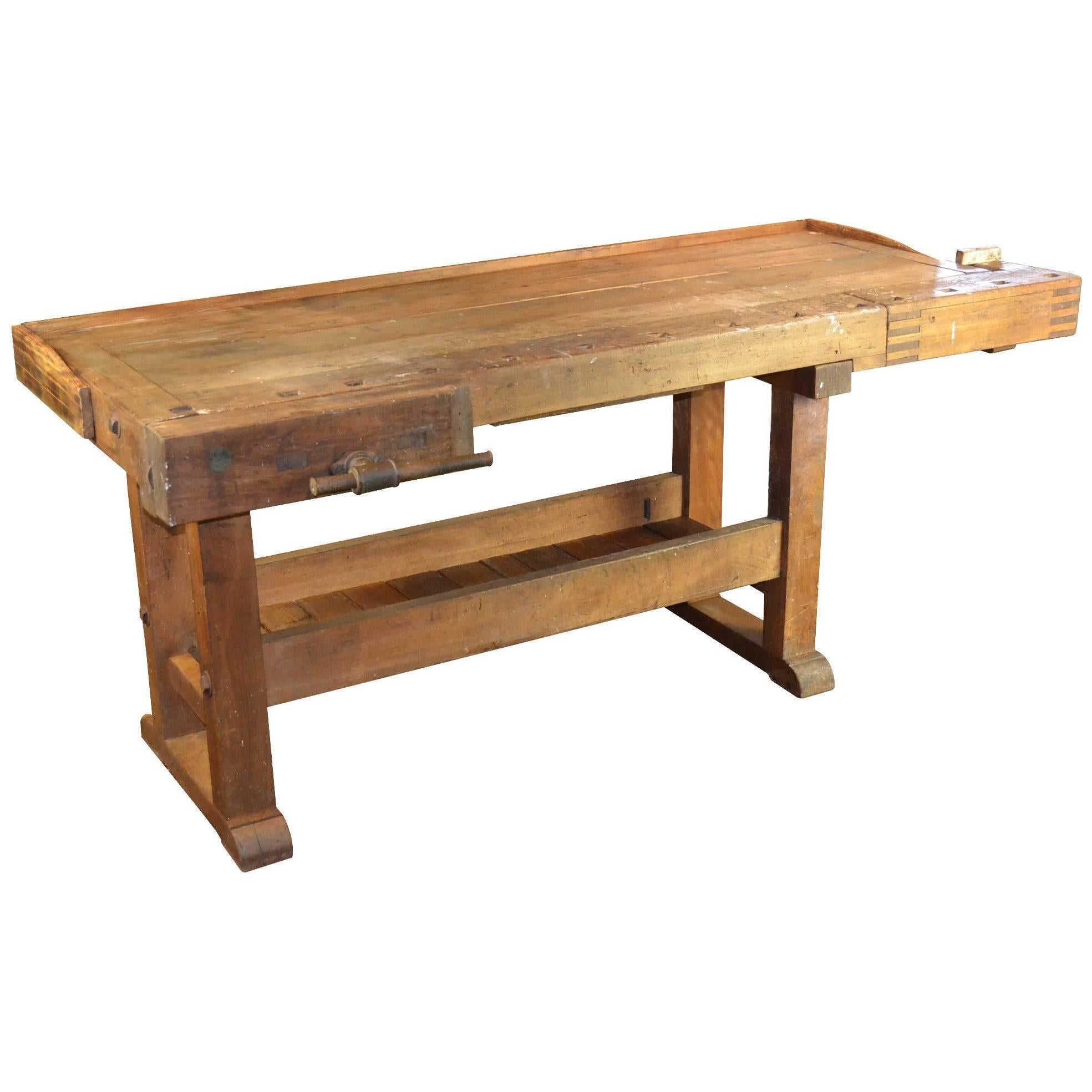 Antique Workbench, Console Table, Industrial Table