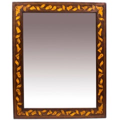 19th Century Dutch Flame Mahogany and Floral Marquetry Mirror