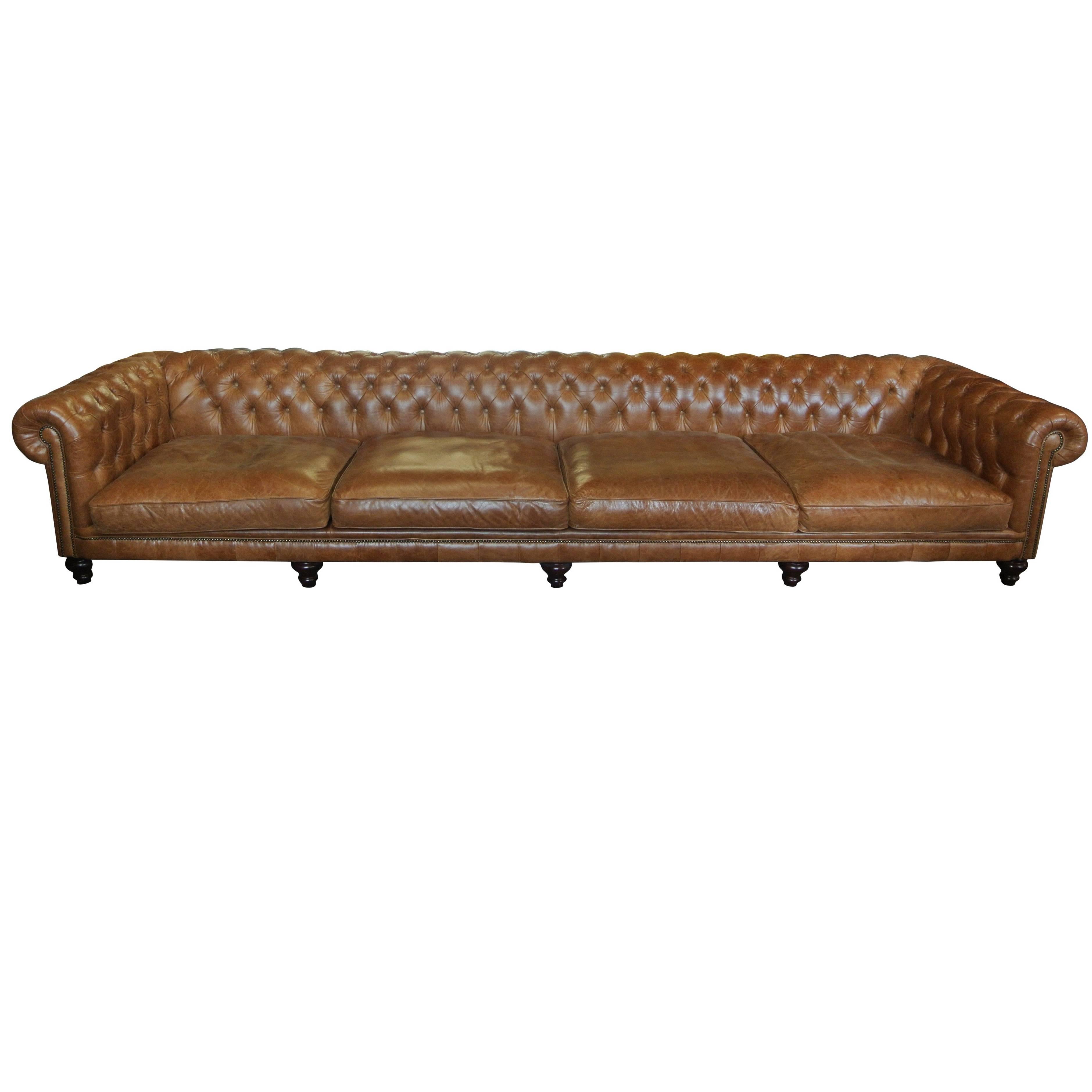 Very Large Leather Chesterfield Settee