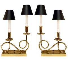 Pair of Elegant Brass Lamps in the Style of Tommi Parzinger, 1950s