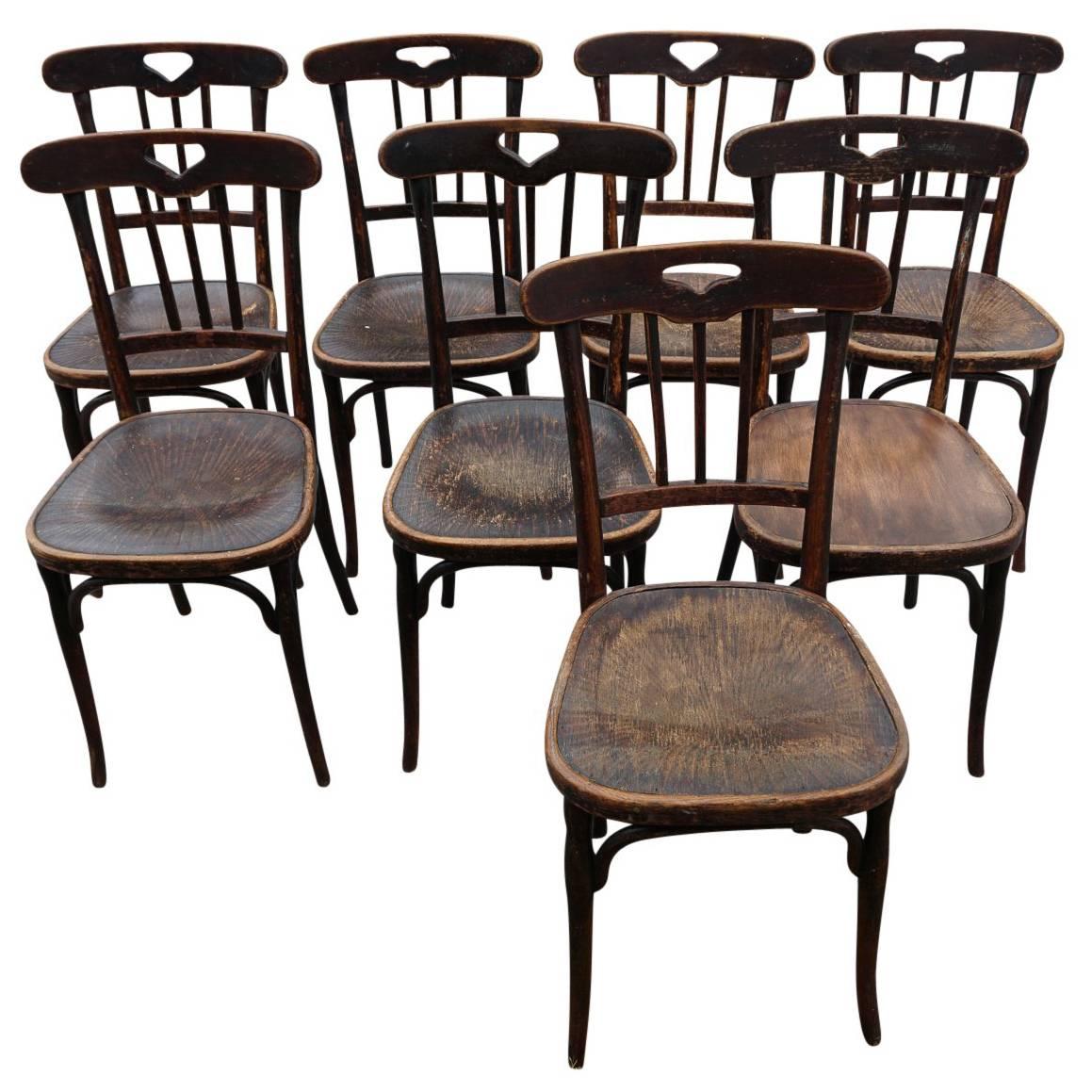 Eight Bistro Chairs from a Theatre, Manufactured by J & J Kohn, Austria