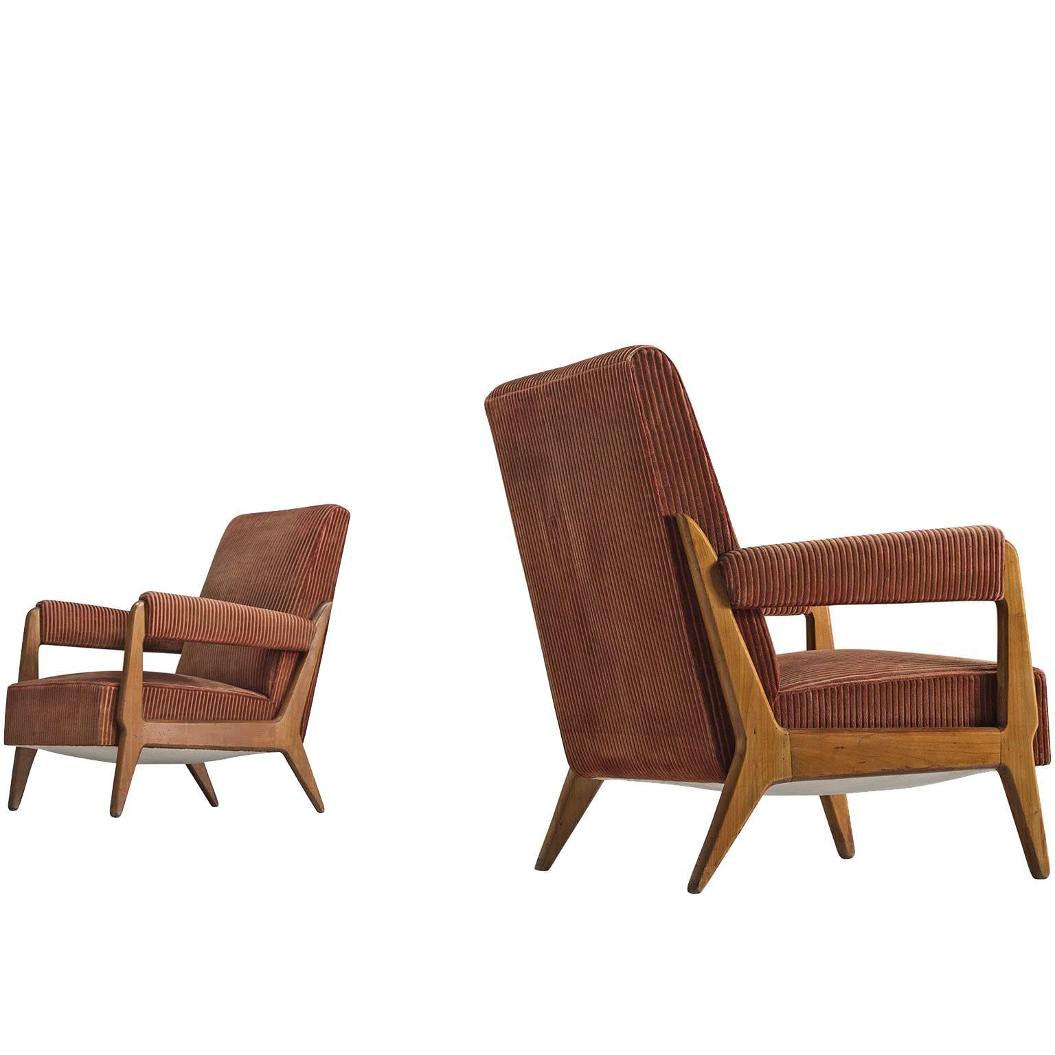 Pair of Grand French Oak Lounge Chairs