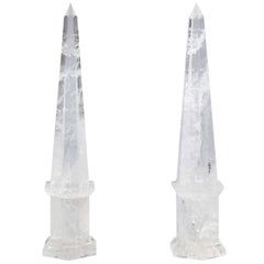Fine Pair of Cut Rock Crystal Obelisks