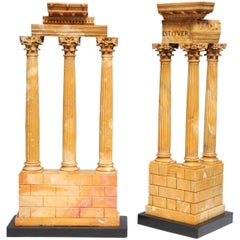 Pair of Used Italian Grand Tour Models of Ruins in Sienna Marble