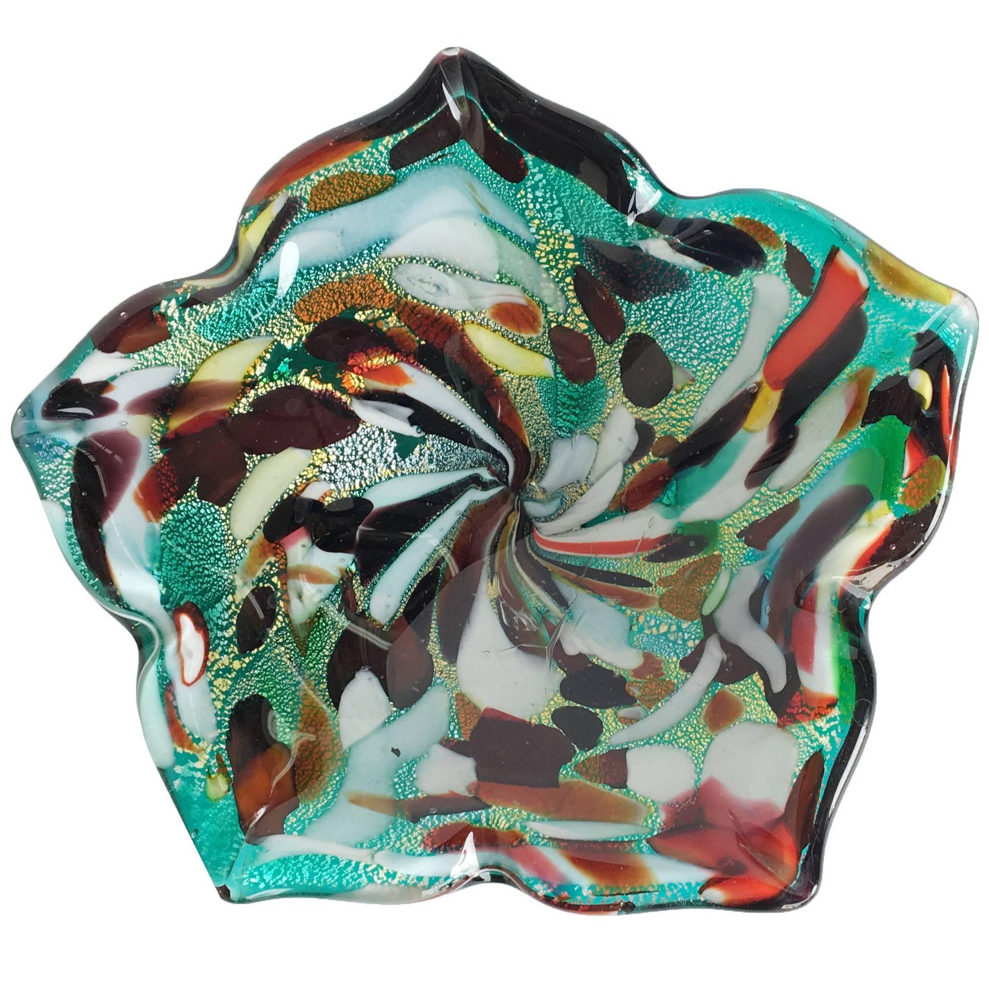 Mid-Century Murano Art Glass Multicolored Bowl For Sale