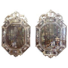 Late 19th Century Pair of Octagonal Venetian Mirrors