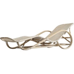 Vintage Italian Wicker Chaise Longue, 1950s