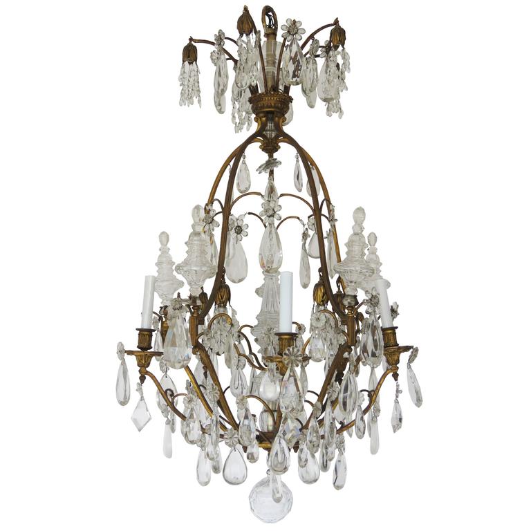 Kristall-Kronleuchter aus vergoldeter Bronze im Louis-XV-Stil von Baccarat, 19. Jahrhundert 1