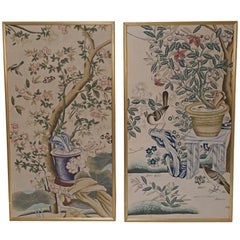 Antique Chinese Wall Paper Panels