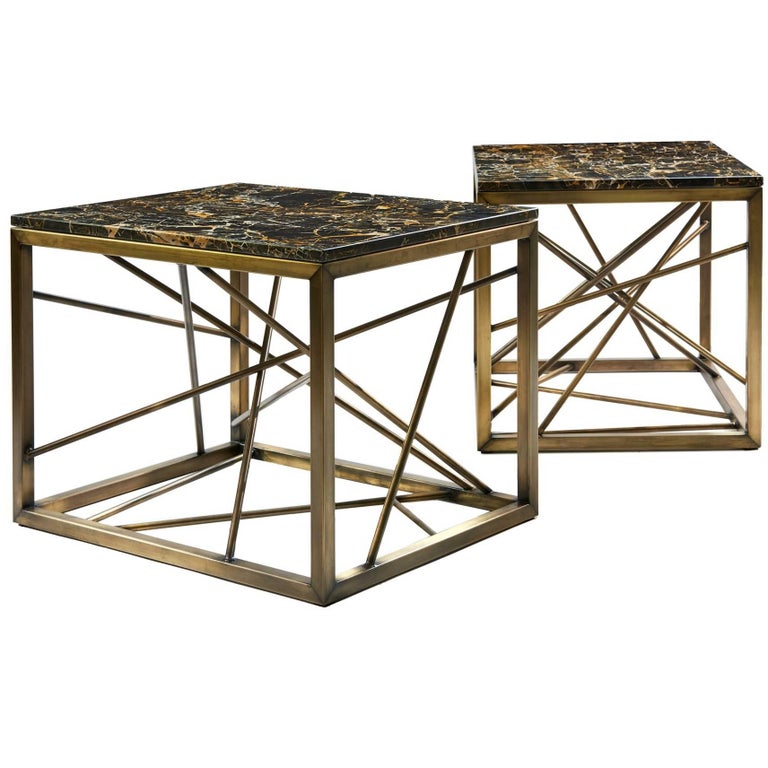 Nest End/Side Tables by Clayhall, Antique BrassPlated Steel and