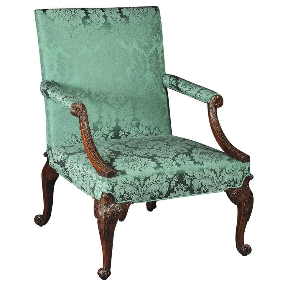 George II Walnut Library Armchair For Sale