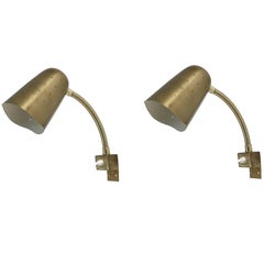 Pair of Mid-Century Wall Lights in Brass by AWF, 1960s