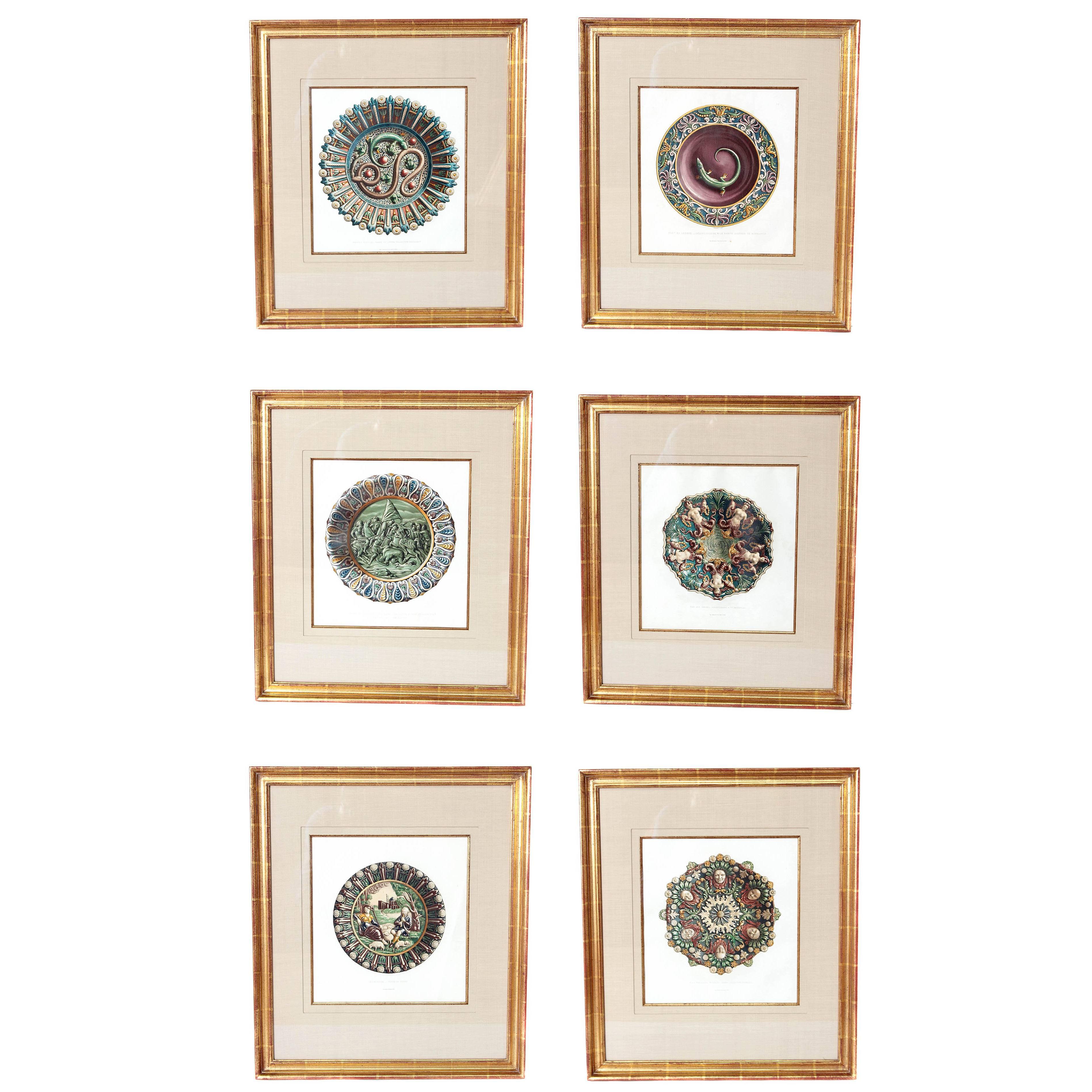 Lithographies de Palissy Ware, lot de six, par Rose-Joseph Lemercier en vente