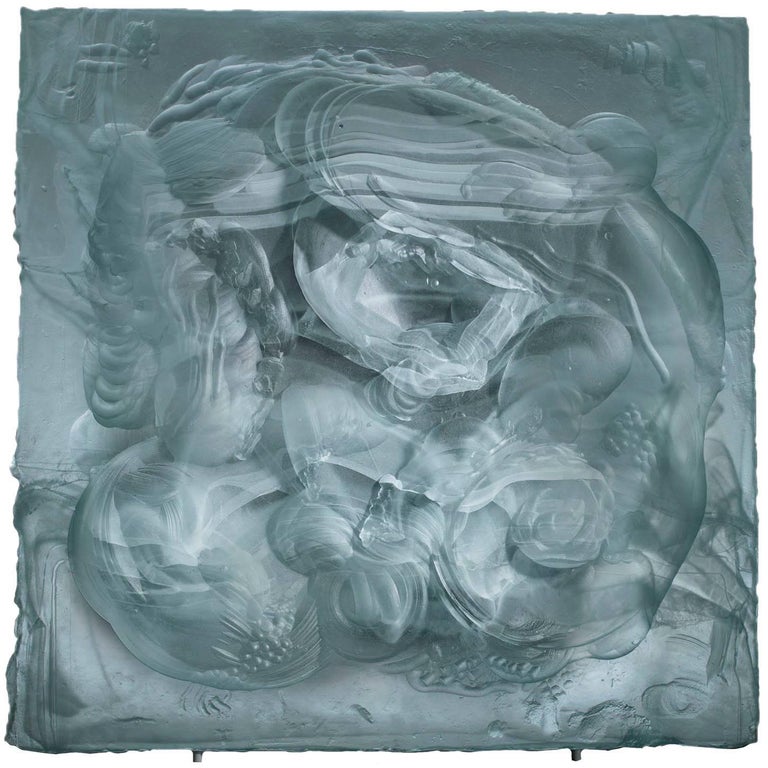 Carved cast glass relief sculpture for sale at Carved cast glass relief sculpture for sale at