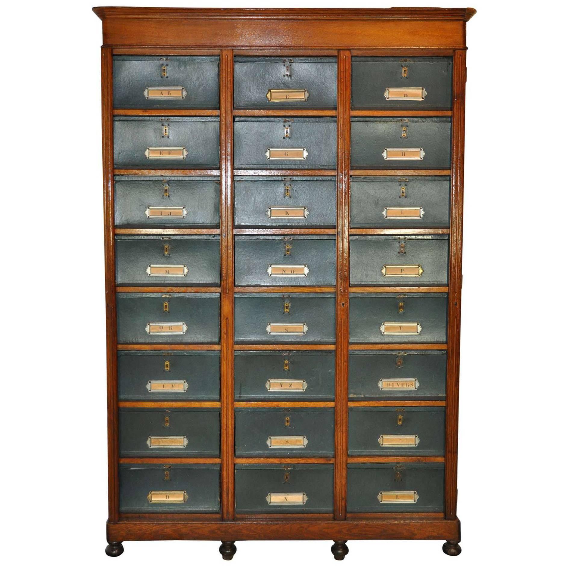 24 Box, Late 19th Century French Cartonnier or File Cabinet
