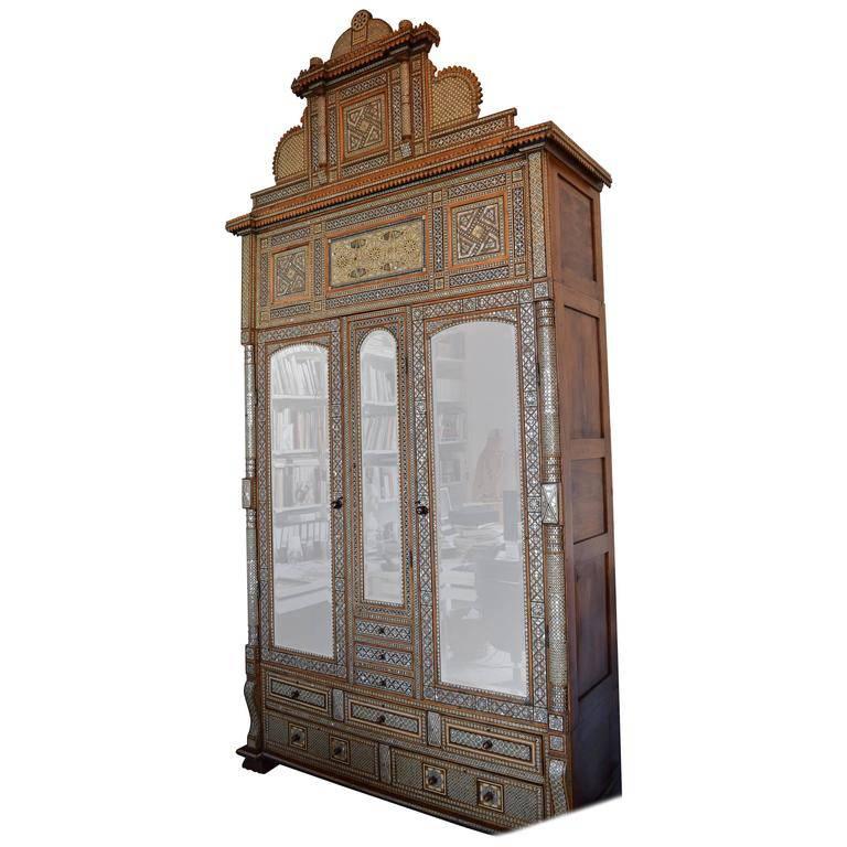 Exceptional Middle-Eastern Mother-of-Pearl, Bone Inlaid Cabinet For Sale