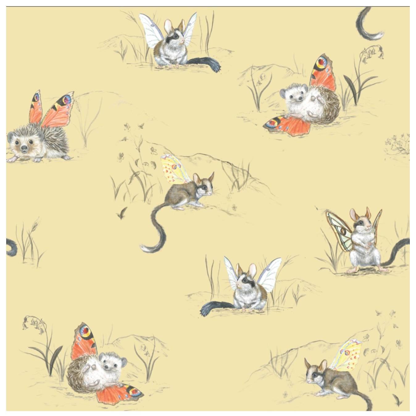 Winged Hedgehog and Dormouse Wallpaper from the for the Very Young Collection For Sale