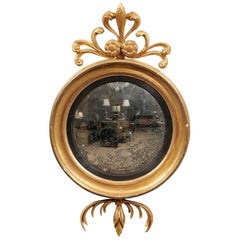 Early 19th Century, English Regency Giltwood Bull's Eye Convex Mirror