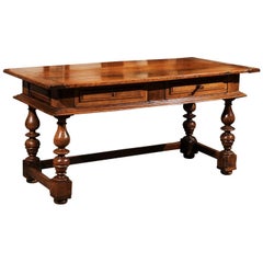Early 18th Century French Walnut Desk with Turned Legs
