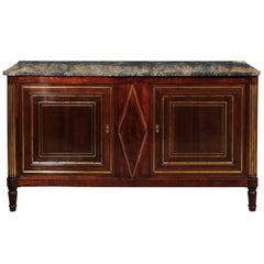 Early 19th Century, French Directoire Mahogany Buffet with Grey Marble