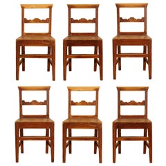 Set of Six Rustic French Farm House Dining Chairs