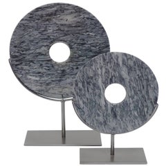 Grey Stone Disc Sculptures, China, Contemporary