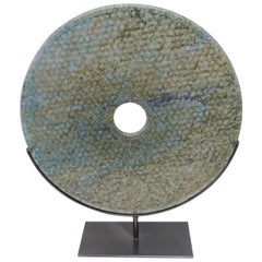 Large Textured Turquoise Disc Sculpture, China, Contemporary