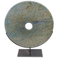 Large Textured Turquoise Disc Sculpture, China, Contemporary 7