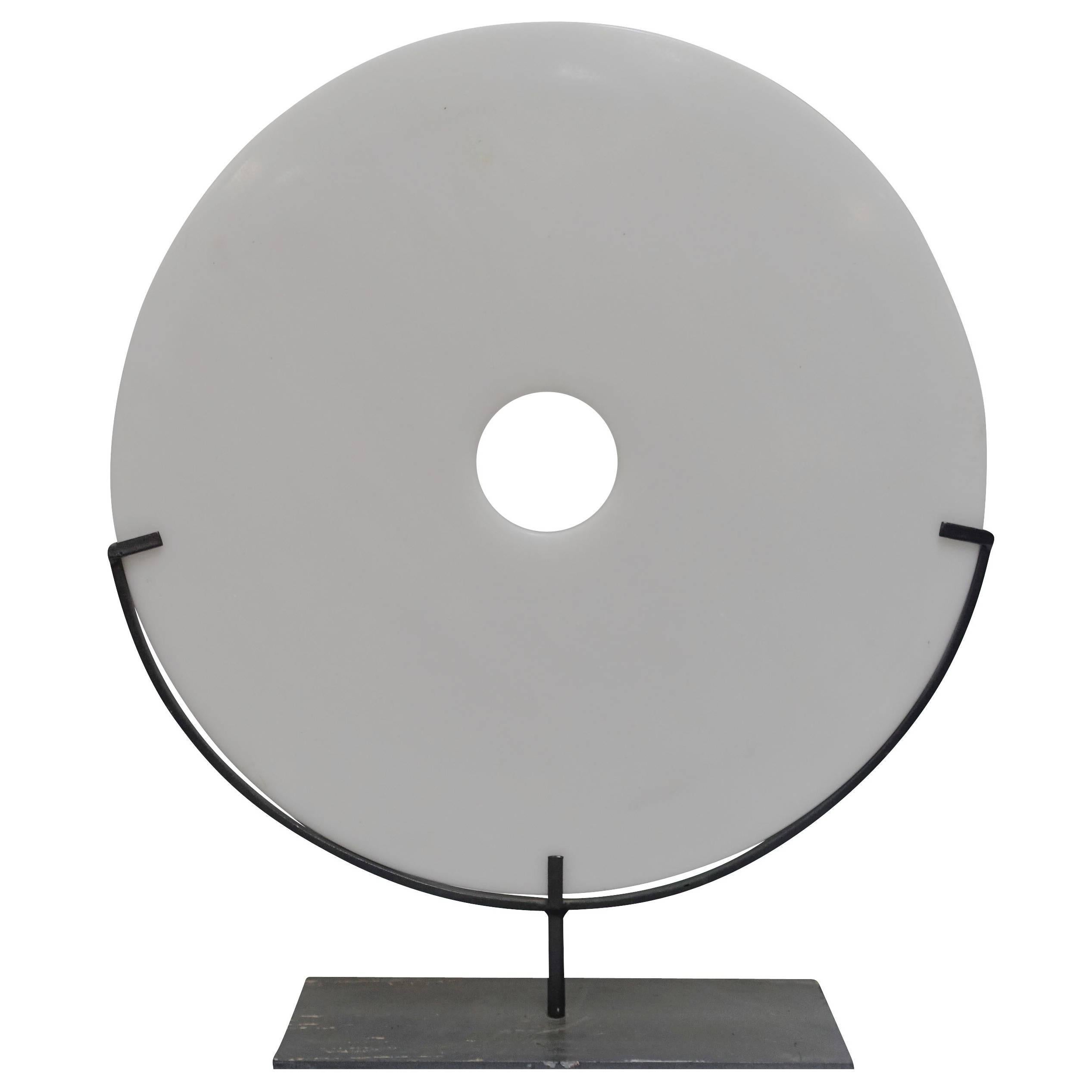 Large White Smooth Disc Sculpture, China, Contemporary