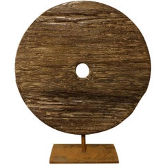 Carved Wood Disc Sculpture, Indonesia, Contemporary